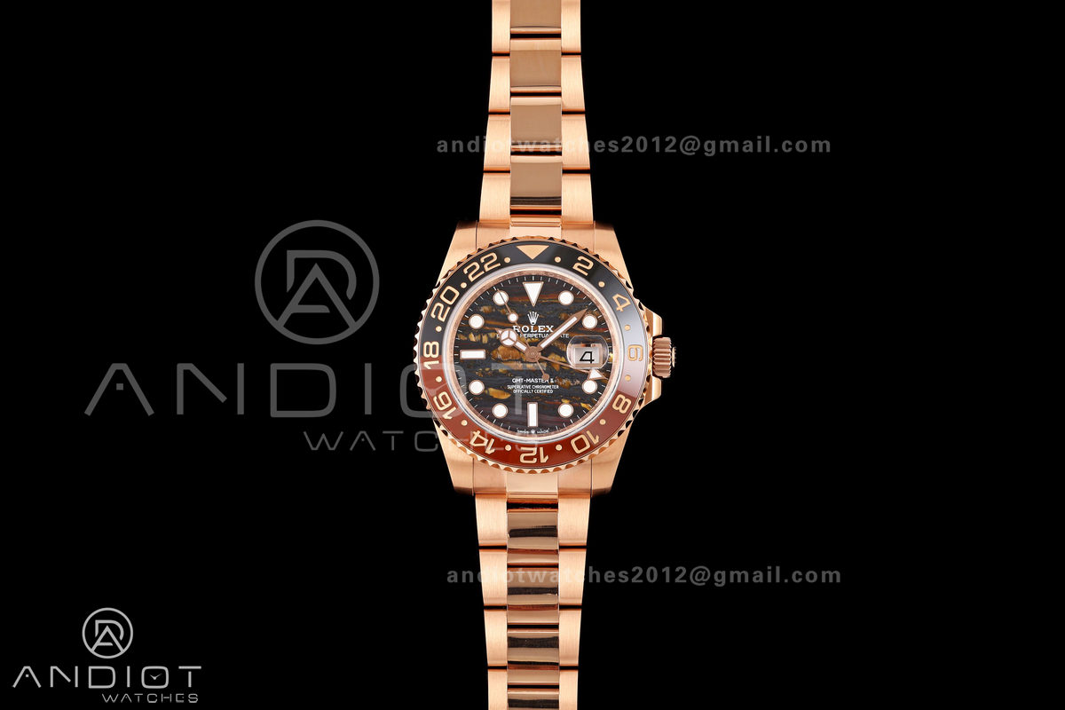 GMT-Master II 126715 CHNR 904L QF 1:1 Best Edition Tiger Iron Dial on RG Bracelet JH3285 Free Sprung